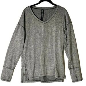 RBX Men's Gray Long-Sleeve Athletic Lightweight V-Neck Shirt